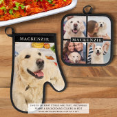 写真シンプルのコラージュと写真の名前 鍋つかみ&鍋敷きセット