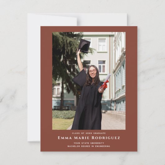 写真シンプルの卒業サンキューカード 招待状 (裏面)