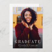 写真シンプルの卒業招待状と発表 招待状 (正面/裏面)