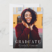 写真シンプルの卒業招待状と発表