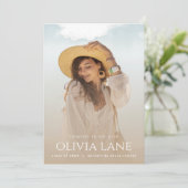 写真シンプルの完全卒業発表 招待状 (スタンド正面)