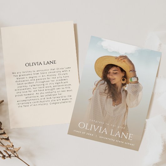 写真シンプルの完全卒業発表 招待状