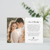 写真シンプルの愛と感謝していハートの結婚 サンキューカード (スタンド正面)