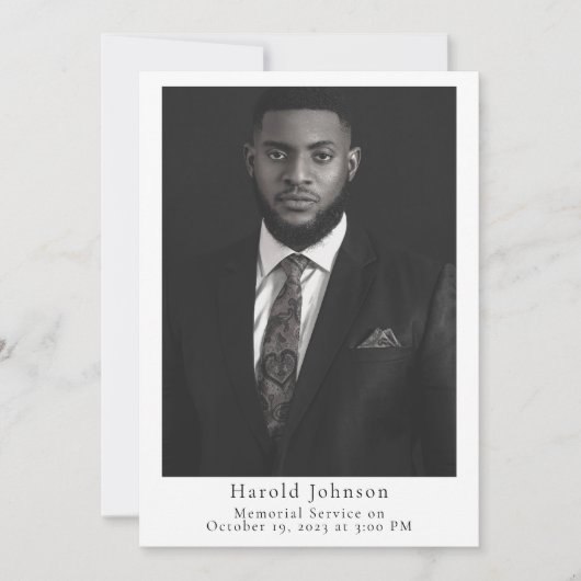 写真シンプルの葬儀 招待状 (正面)