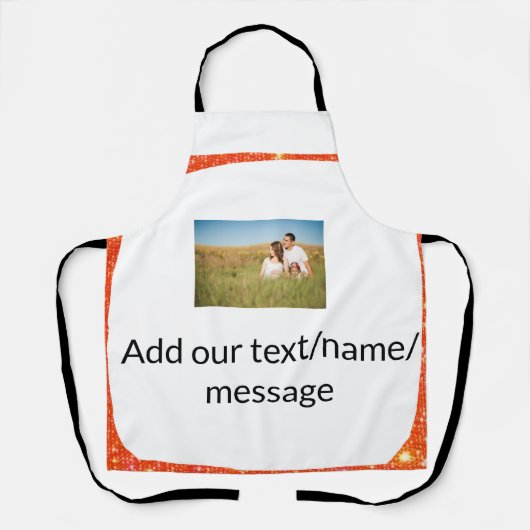 写真シンプルの追加文字グリッタースパークル エプロン (正面)