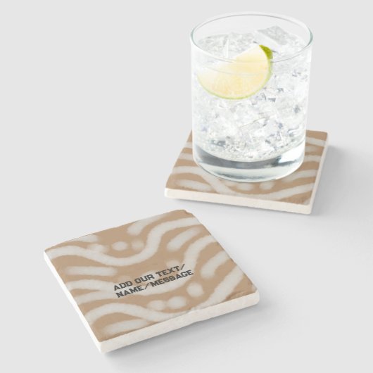 写真シンプルの追加文字グリッタースパークル ストーンコースター (横)