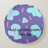 写真シンプルの追加文字グリッタースパークル ラウンドクッション (正面)