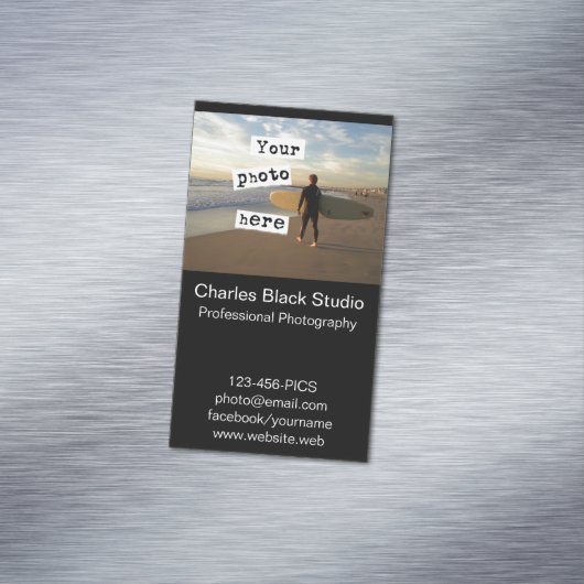 写真シンプルの黒写真 マグネット名刺 (インサイチュ)