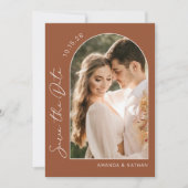 写真シンプルエレガントテラコタ結婚ズ セーブザデート (正面)