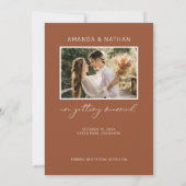 写真シンプルエレガントテラコタ結婚ズ セーブザデート (裏面)