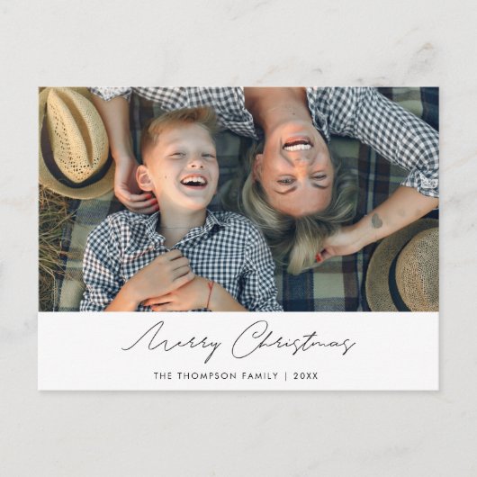 写真シンプルカスタム付きモダンクリスマス葉書 シーズンポストカード (正面)
