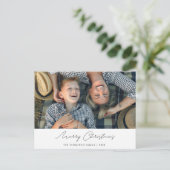 写真シンプルカスタム付きモダンクリスマス葉書 シーズンポストカード (スタンド正面)