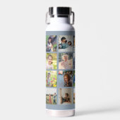 写真シンプルコラージュモノグラムのキープザブルー ウォーターボトル (正面)