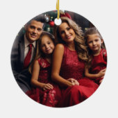 写真シンプルパーソナライズされたモダンのクリスマス セラミックオーナメント (裏面)