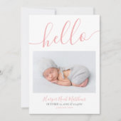 写真シンプルベビーガール誕生発表 案内状 (正面)