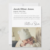 写真シンプルベビー告知に到着 案内状 (裏面)