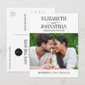 写真シンプルポストカエレガントーの日付を保存する 案内ポストカード (正面/裏面)