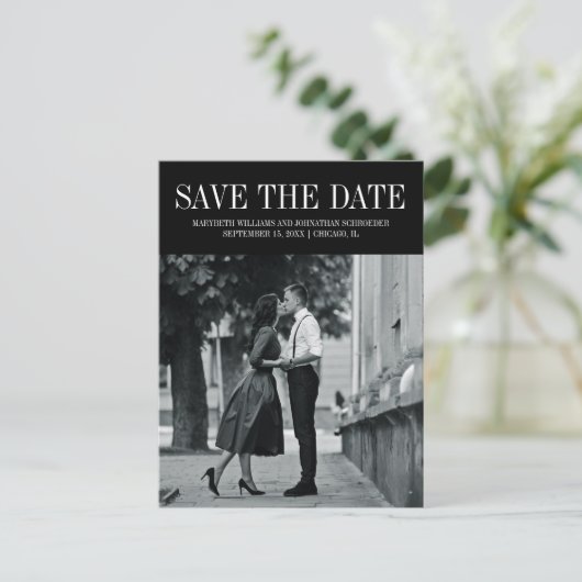 写真シンプルポストカエレガントーの日付を保存する 案内ポストカード (スタンド正面)