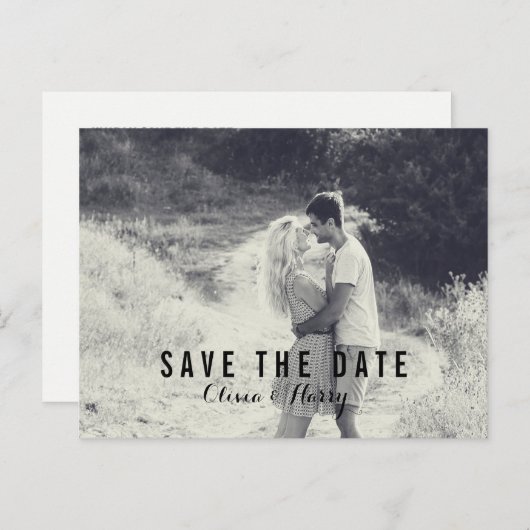 写真シンプルポストカードの日付を保存 案内ポストカード (正面/裏面)