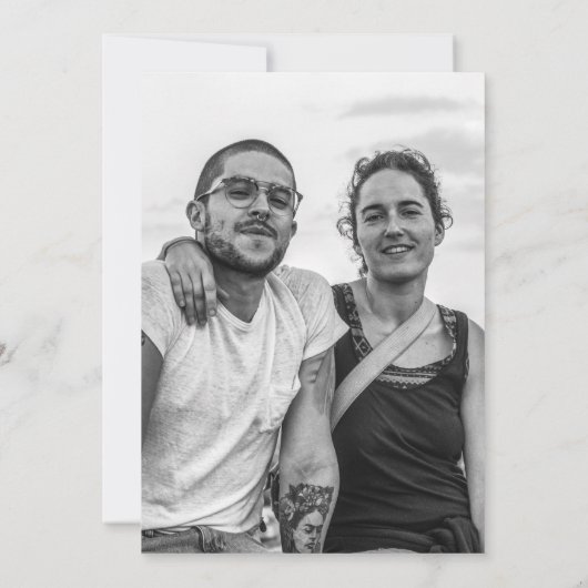 写真シンプルモダンのフェイク結婚式招待状 招待状 (裏面)