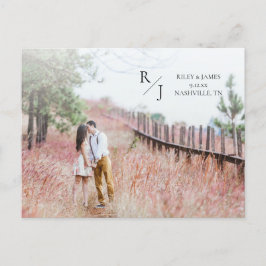 写真シンプルモノグラム結婚式の日付を保存 ポストカード