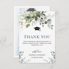 写真シンプルユエレガントーカリ葉卒業 サンキューカード