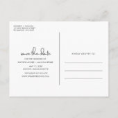 写真シンプル予算の結婚式の日付の保存 案内ポストカード (裏面)