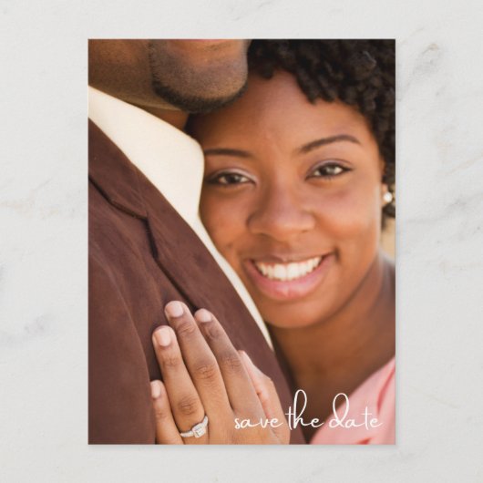 写真シンプル予算の結婚式の日付の保存 案内ポストカード (正面)