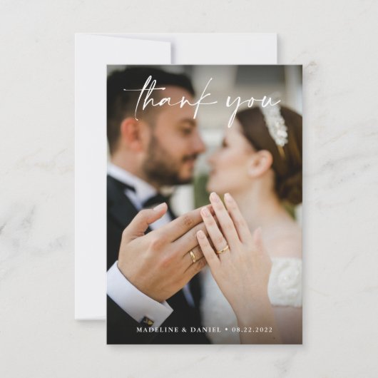 写真シンプル付きの結婚スクリプト サンキューカード (正面)