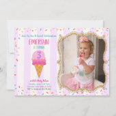 写真シンプル付きアイスクリームパーティの招待状 招待状 (正面)