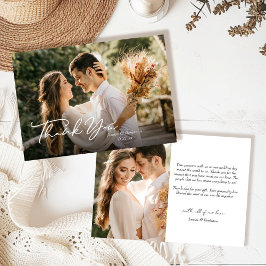 写真シンプル付きエレガントのスクリプ結婚ト サンキューカード