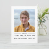 写真シンプル付きエレガント卒業発表 案内状 (スタンド正面)