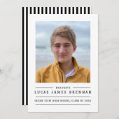 写真シンプル付きエレガント卒業発表 案内状 (正面/裏面)