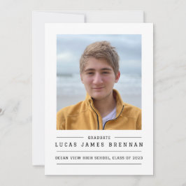 写真シンプル付きエレガント卒業発表 案内状