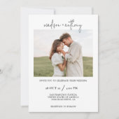 写真シンプル付きスタイリッシュのスクリプ結婚ト 招待状 (正面)