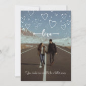 写真シンプル付きハートラブHoliday Card サンキューカード (正面)