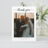 写真シンプル付きミニマル結婚リストスクリプト サンキューカード (スタンド正面)