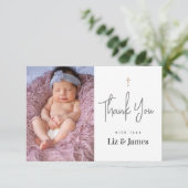 写真シンプル付きモダンのバプテスマサンキューカード サンキューカード (スタンド正面)