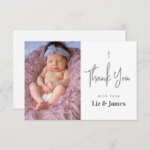 写真シンプル付きモダンのバプテスマサンキューカード サンキューカード (正面/裏面)