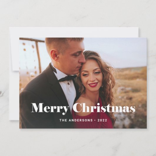 写真シンプル付きモダンクリスマス・メリー シーズンカード (正面)