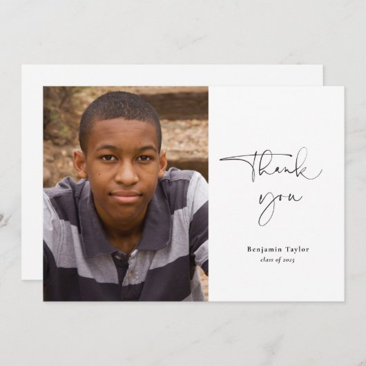 写真シンプル付き卒業サンキューカード サンキューカード (正面/裏面)