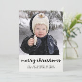 写真シンプル付き白黒メリークリスマス シーズンカード (スタンド正面)