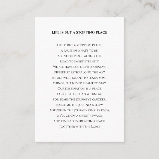 写真シンプル付き祈りの言葉カード エンクロージャーカード (裏面)