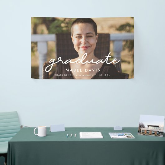 写真シンプル卒業お祝い卒業 横断幕 (トレードショー)