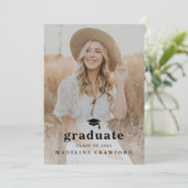 写真シンプル卒業式パーティー付きキャップ 招待状 (スタンド正面)