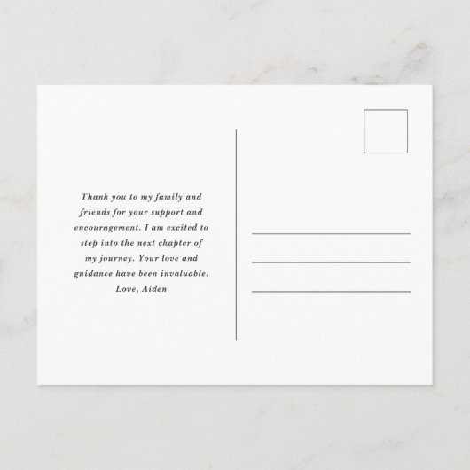 写真シンプル卒業発表はがき 案内ポストカード (裏面)