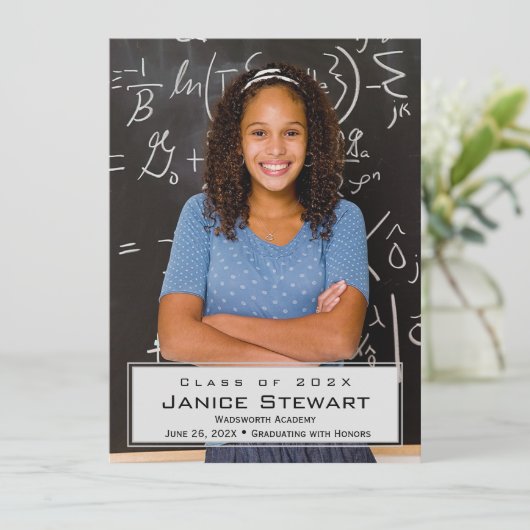 写真シンプル卒業発表 案内状 (スタンド正面)