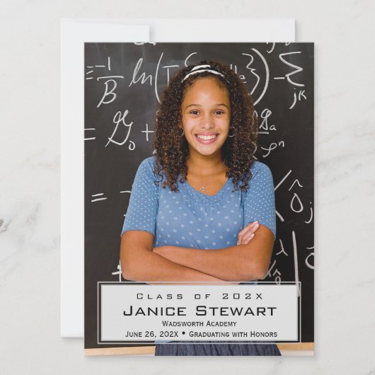 写真シンプル卒業発表 案内状 (正面)