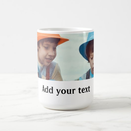 写真シンプル名の追加ミニマル文字クリスマス コーヒーマグカップ (中央)