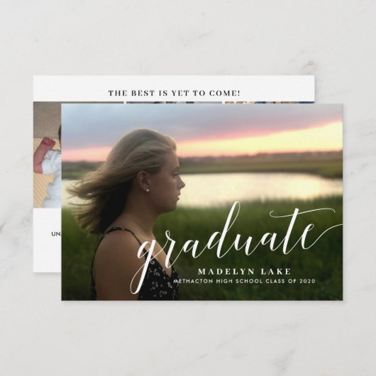 写真シンプル大学の卒業発表 案内状 (正面/裏面)